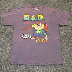 Vintage Taz Dad You're A Great Catch Looney Tunes Shirt Men's XL 1996‎ Tultex